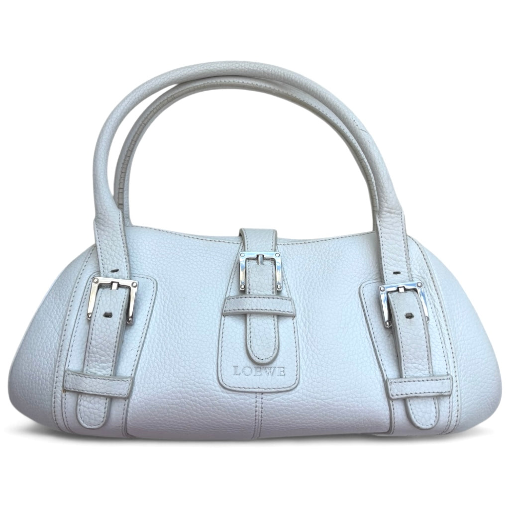Sender Handbag in White Leather with Silver Hardware