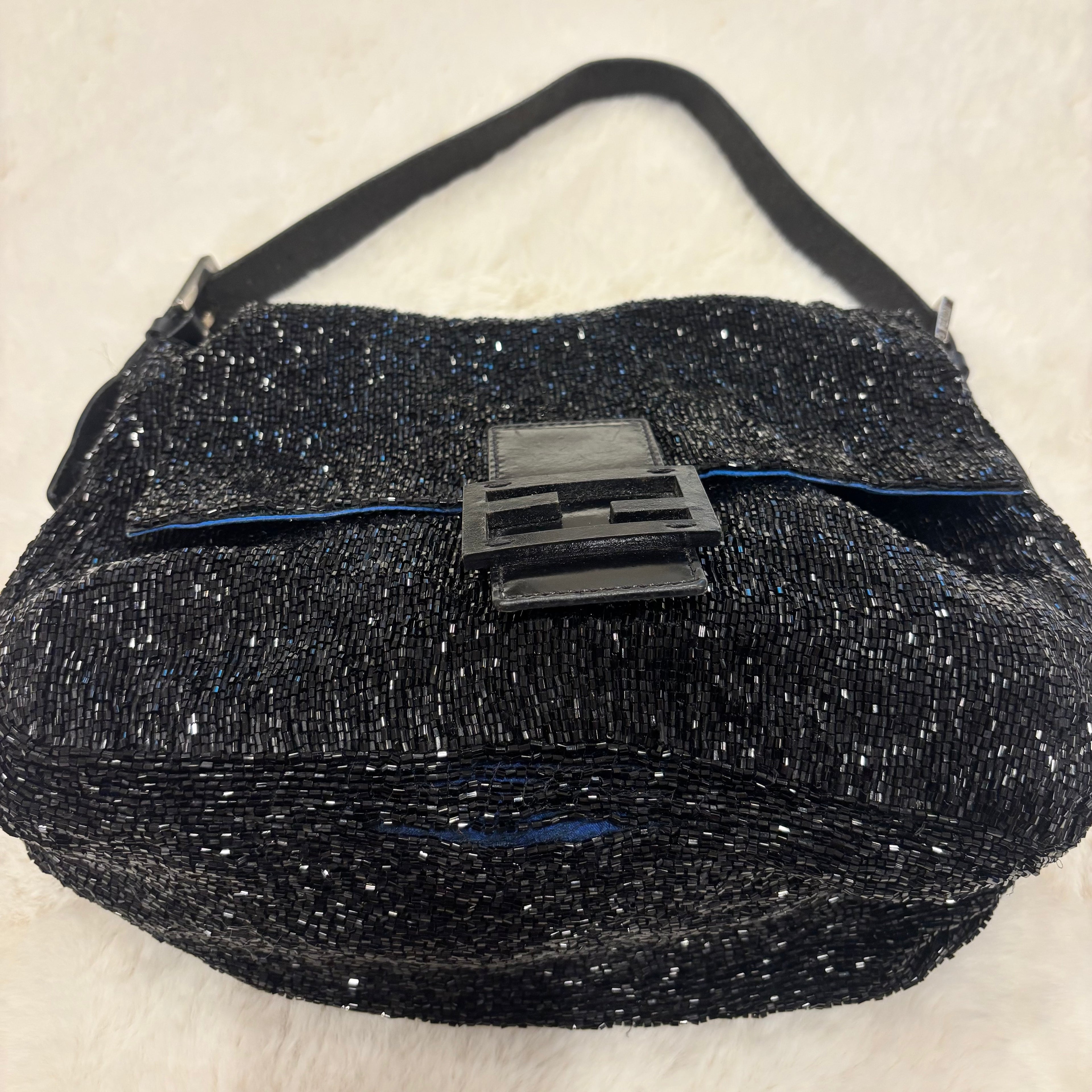 Fendi Black Beaded Mamma Baguette