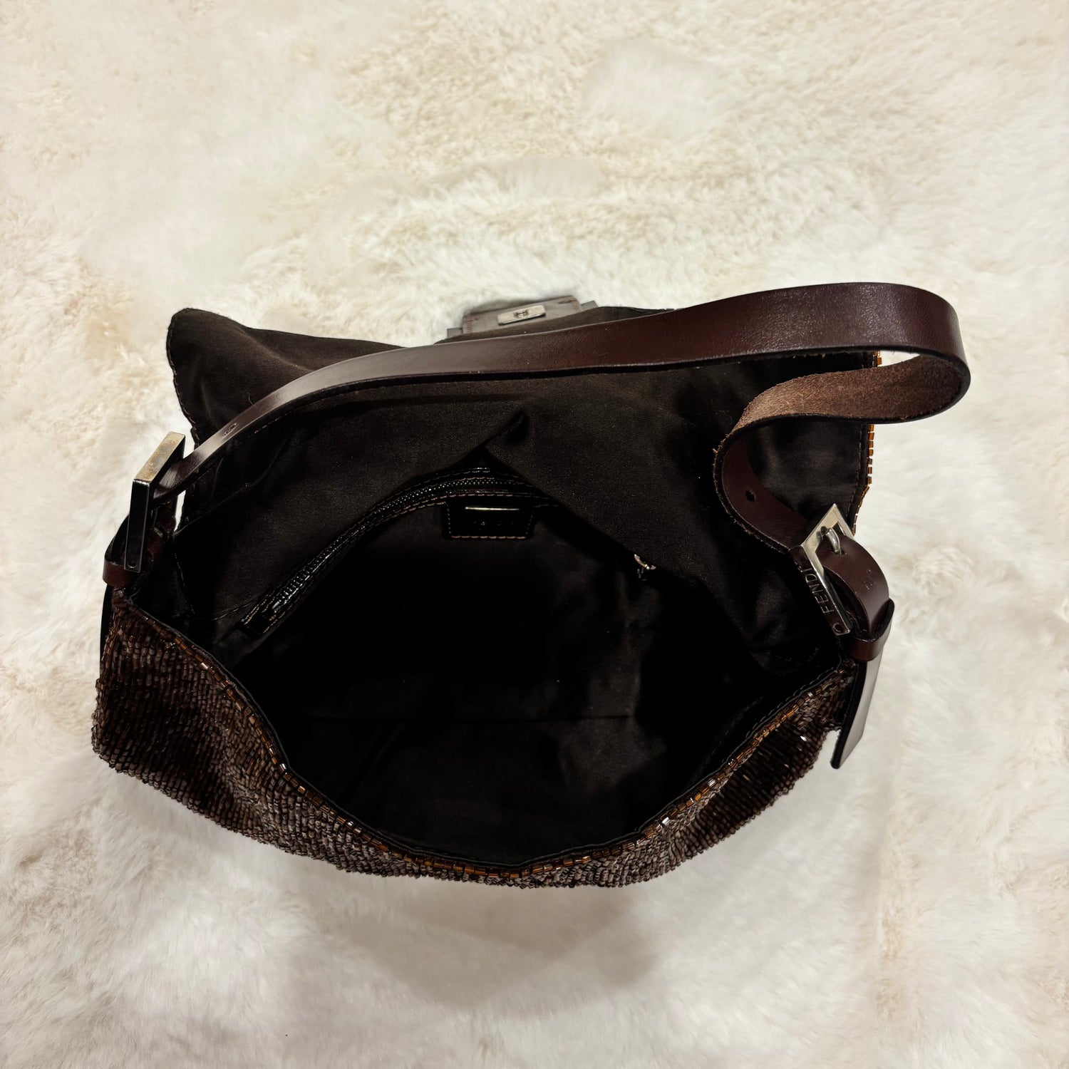 Fendi Brown Beaded Baguette