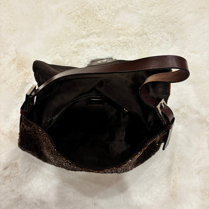 Fendi Brown Beaded Baguette