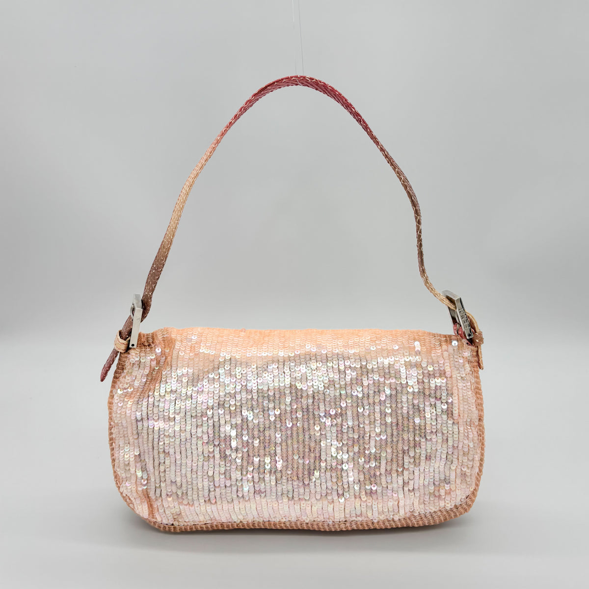 Fendi Iridescent Pink Sequin Baguette with Ombré Python Trim, Early 2000s