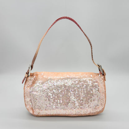 Fendi Iridescent Pink Sequin Baguette with Ombré Python Trim, Early 2000s