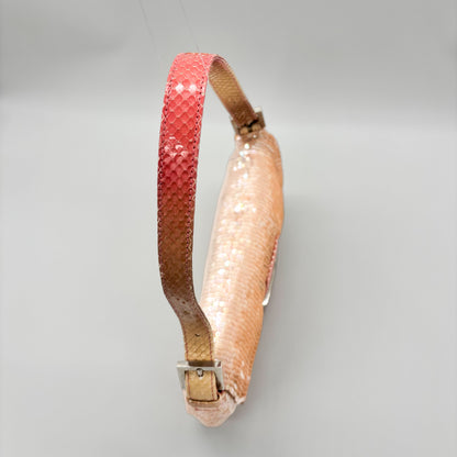 Fendi Iridescent Pink Sequin Baguette with Ombré Python Trim, Early 2000s