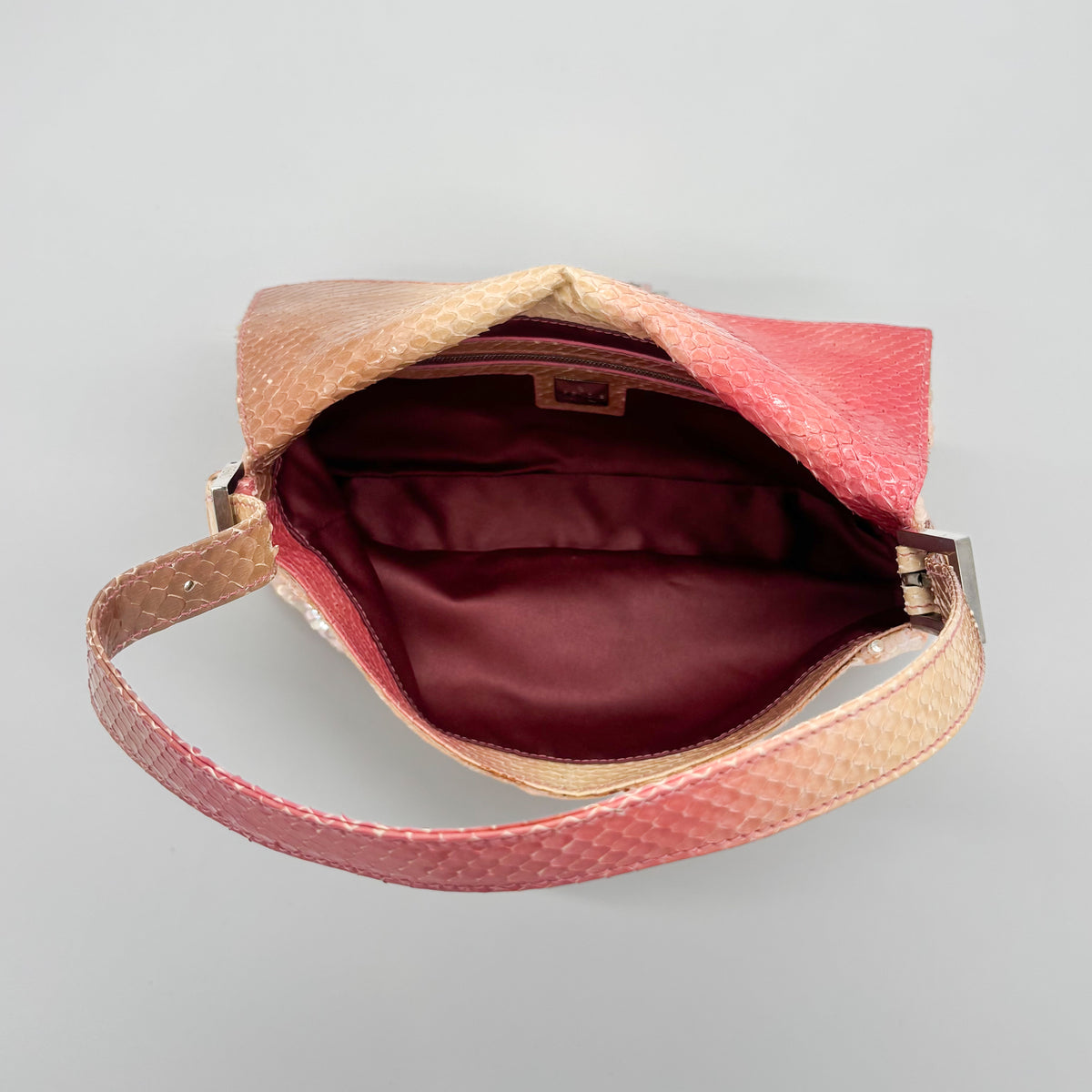 Fendi Iridescent Pink Sequin Baguette with Ombré Python Trim, Early 2000s