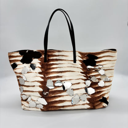 Fendi Mirror Collection Zebra Calf Hair Tote, Early 2000s