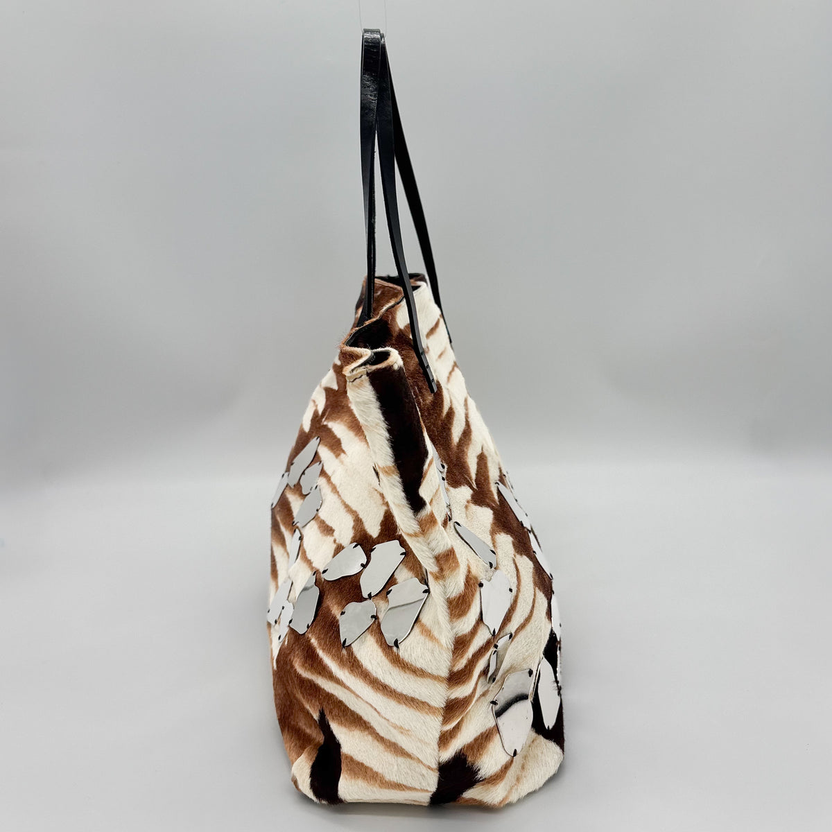 Fendi Mirror Collection Zebra Calf Hair Tote, Early 2000s
