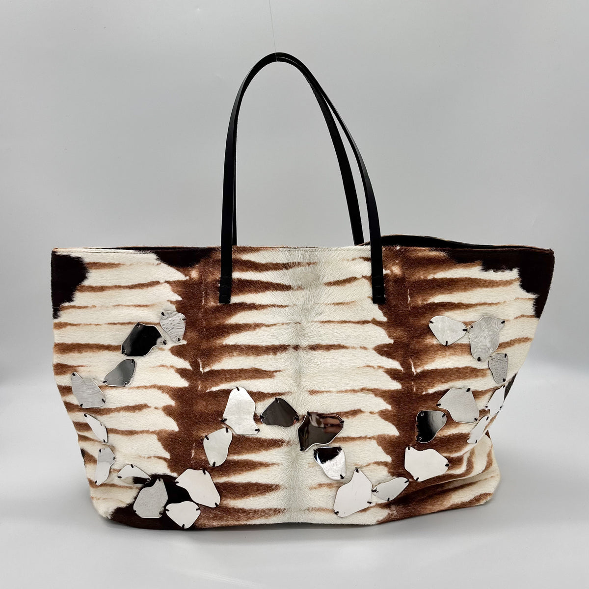 Fendi Mirror Collection Zebra Calf Hair Tote, Early 2000s