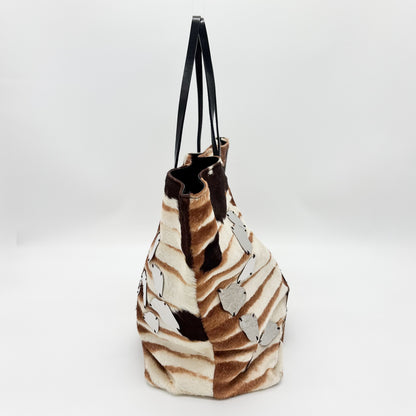 Fendi Mirror Collection Zebra Calf Hair Tote, Early 2000s