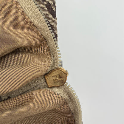 Fendi Zucca Canvas Zip Tote with Gold FF Charm — Early 2000s