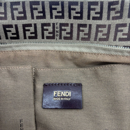 Fendi Zucca Canvas Zip Tote with Gold FF Charm — Early 2000s