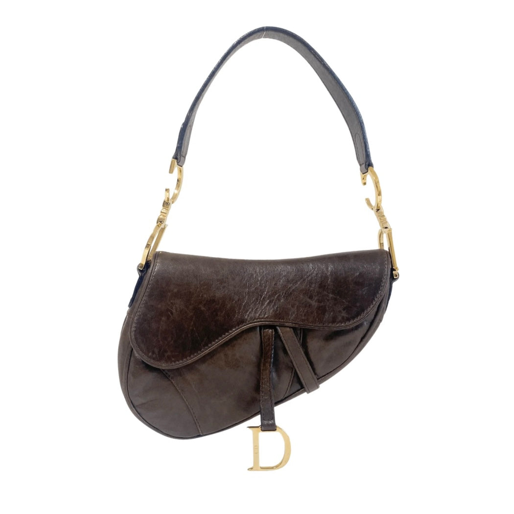 Saddle Chocolate Leather Shoulder Bag