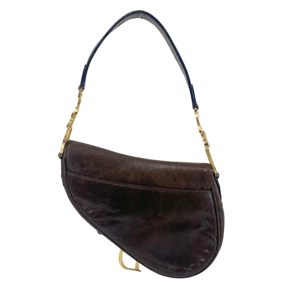 Saddle Chocolate Leather Shoulder Bag