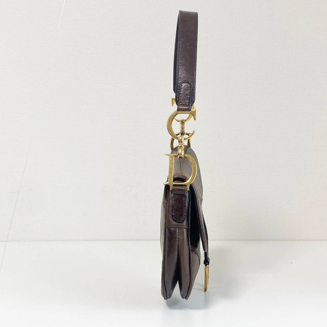 Saddle Chocolate Leather Shoulder Bag