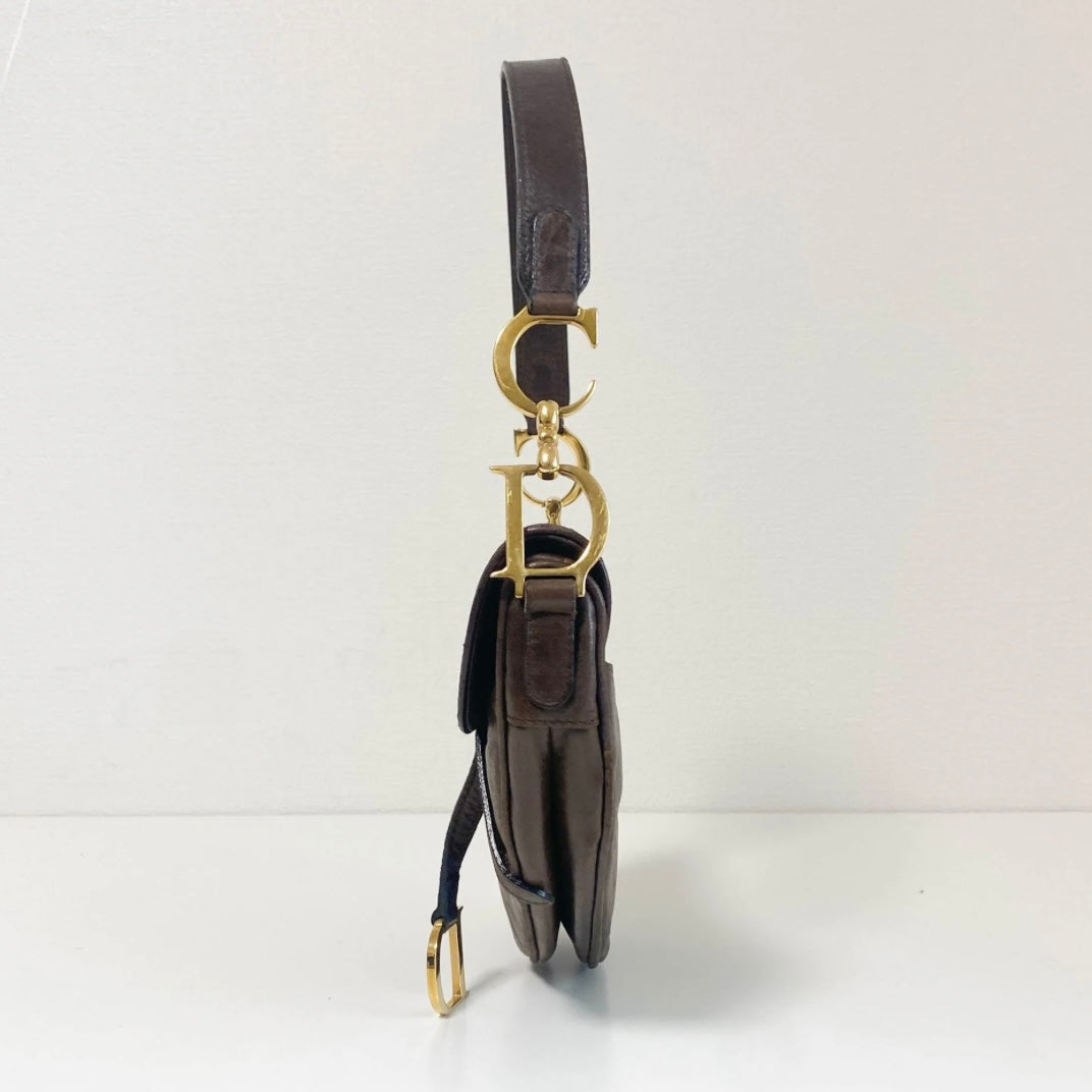 Saddle Chocolate Leather Shoulder Bag