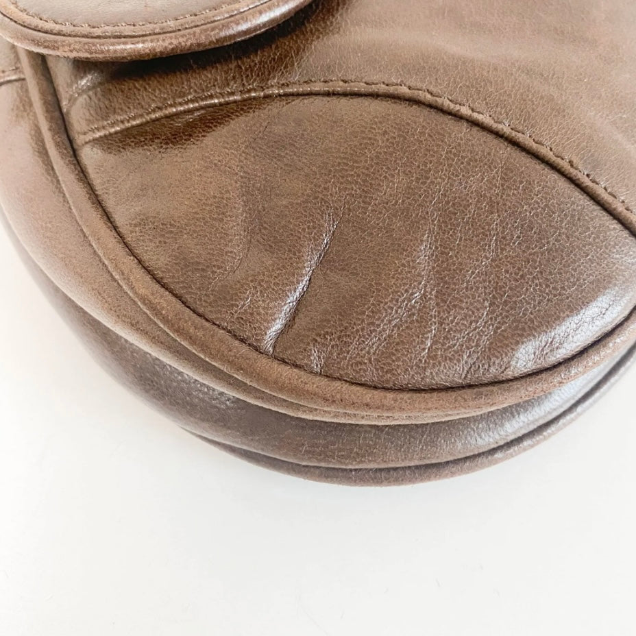 Saddle Chocolate Leather Shoulder Bag