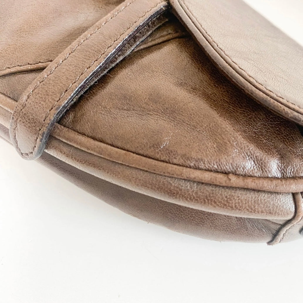 Saddle Chocolate Leather Shoulder Bag