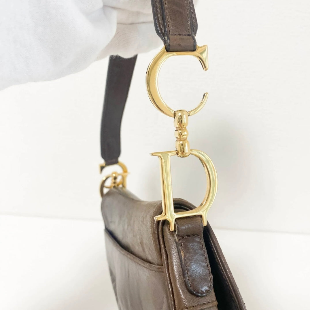 Saddle Chocolate Leather Shoulder Bag