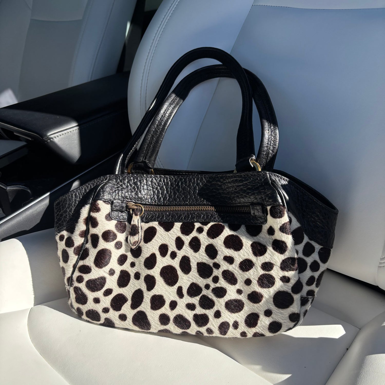 Prada Dalmatian Pony Hair Mini Top Handle Bag