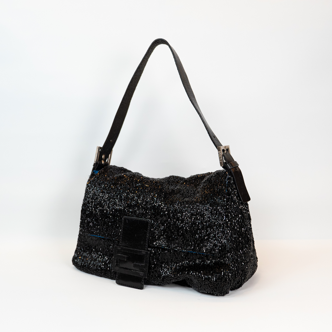 Fendi Black Beaded Mamma Baguette