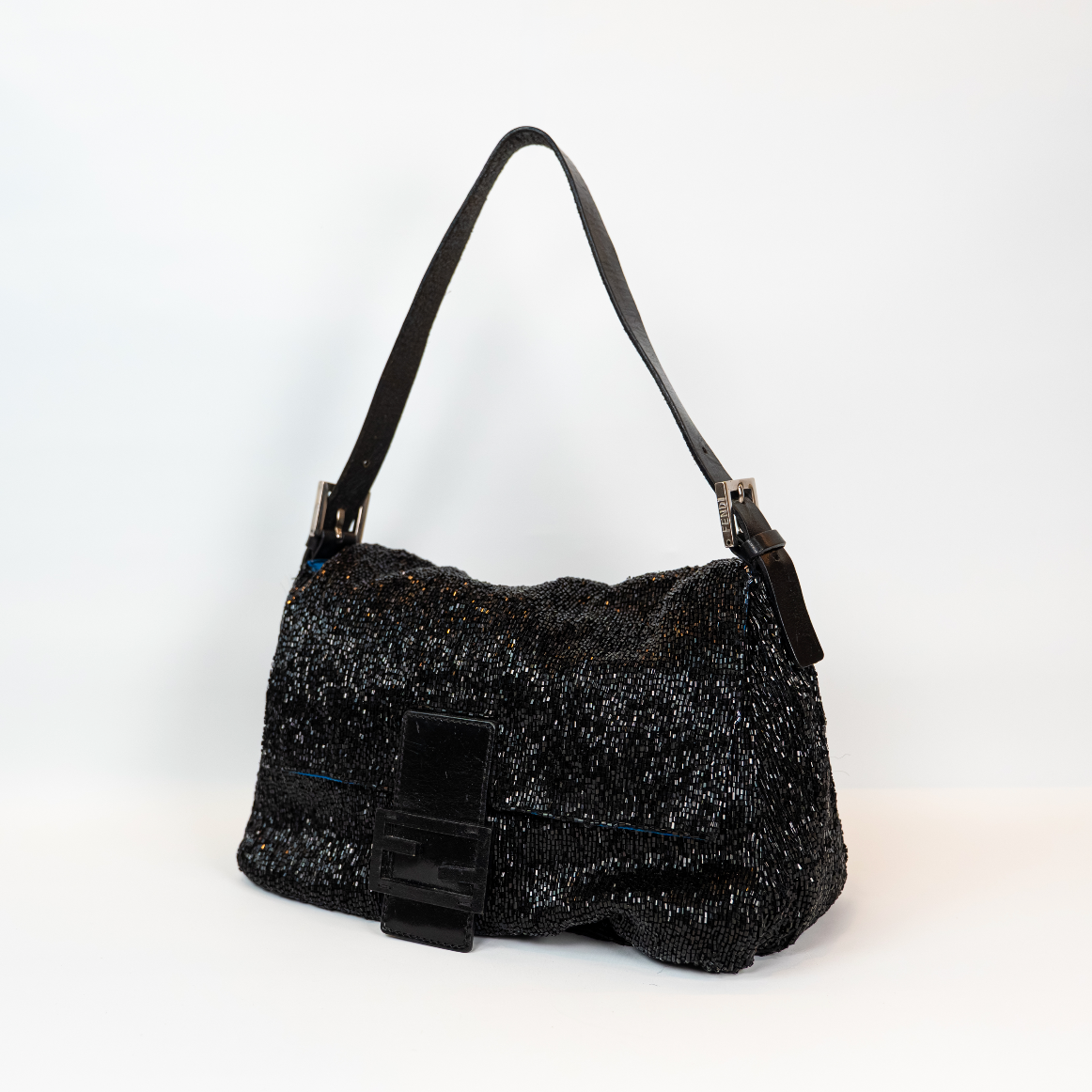 Fendi Black Beaded Mamma Baguette