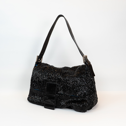 Fendi Black Beaded Mamma Baguette