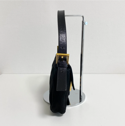 Black Suede Baguette