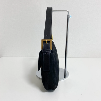Black Suede Baguette