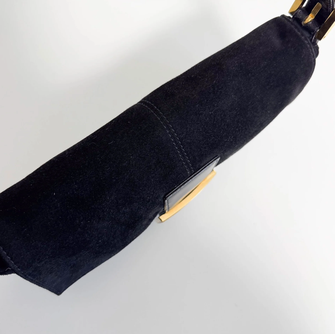 Black Suede Baguette