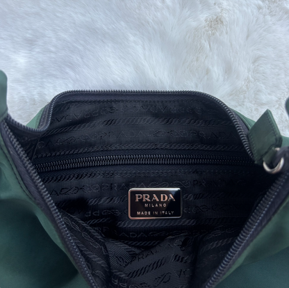 Nylon Green Shoulder Bag