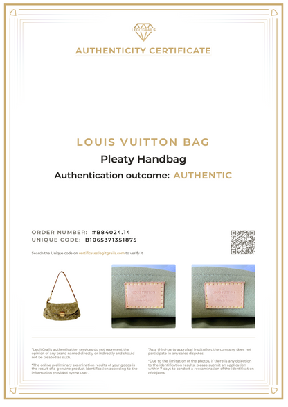 Monogram Denim Pleaty Shoulder Bag in Khaki