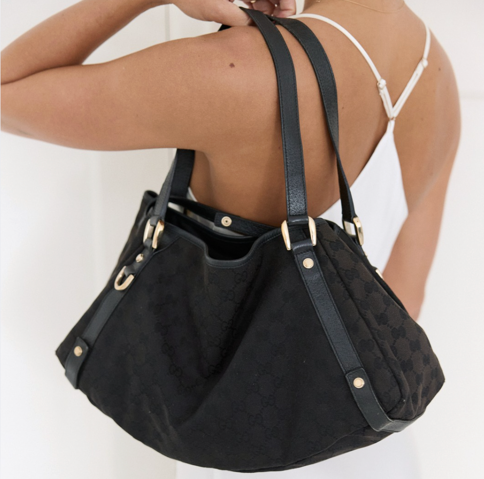 GG Abbey Tote — Black Monogram Canvas, Made in Italy