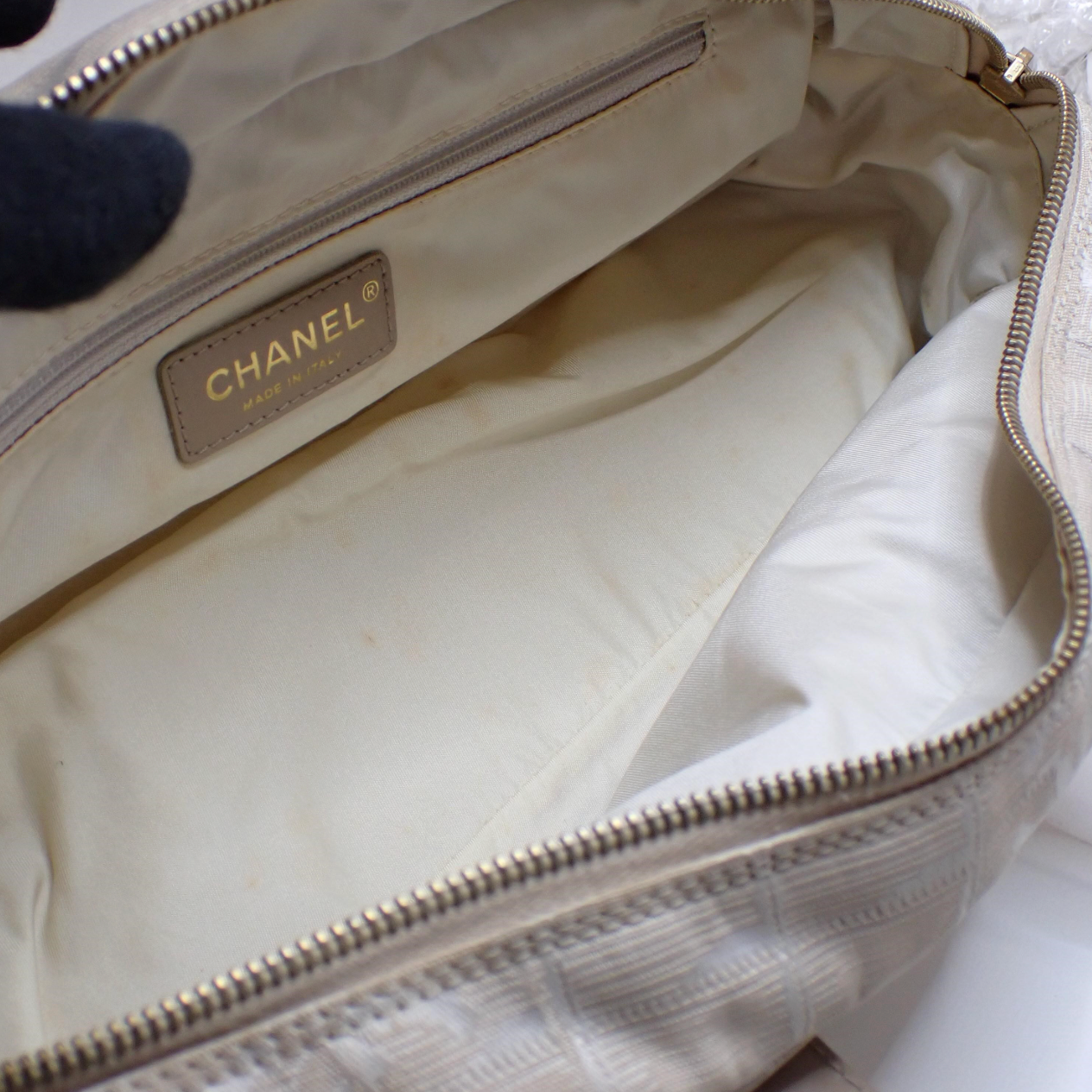Chanel New Travel Line Bowler, Beige Nylon, 2004
