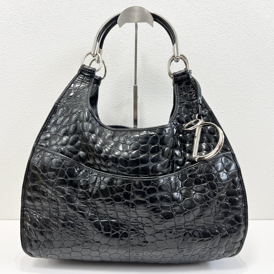 Christian Dior 61 Croc Embossed Patent Leather Tote, Galliano Era