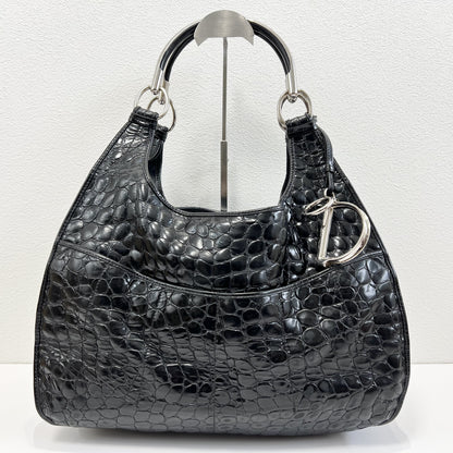Christian Dior 61 Croc Embossed Patent Leather Tote, Galliano Era