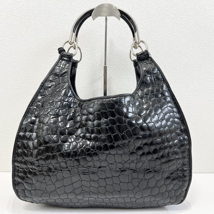 Christian Dior 61 Croc Embossed Patent Leather Tote, Galliano Era
