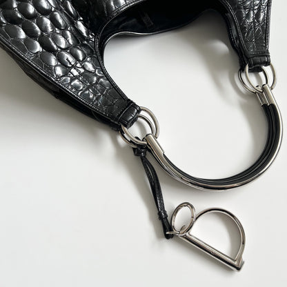 Christian Dior 61 Croc Embossed Patent Leather Tote, Galliano Era