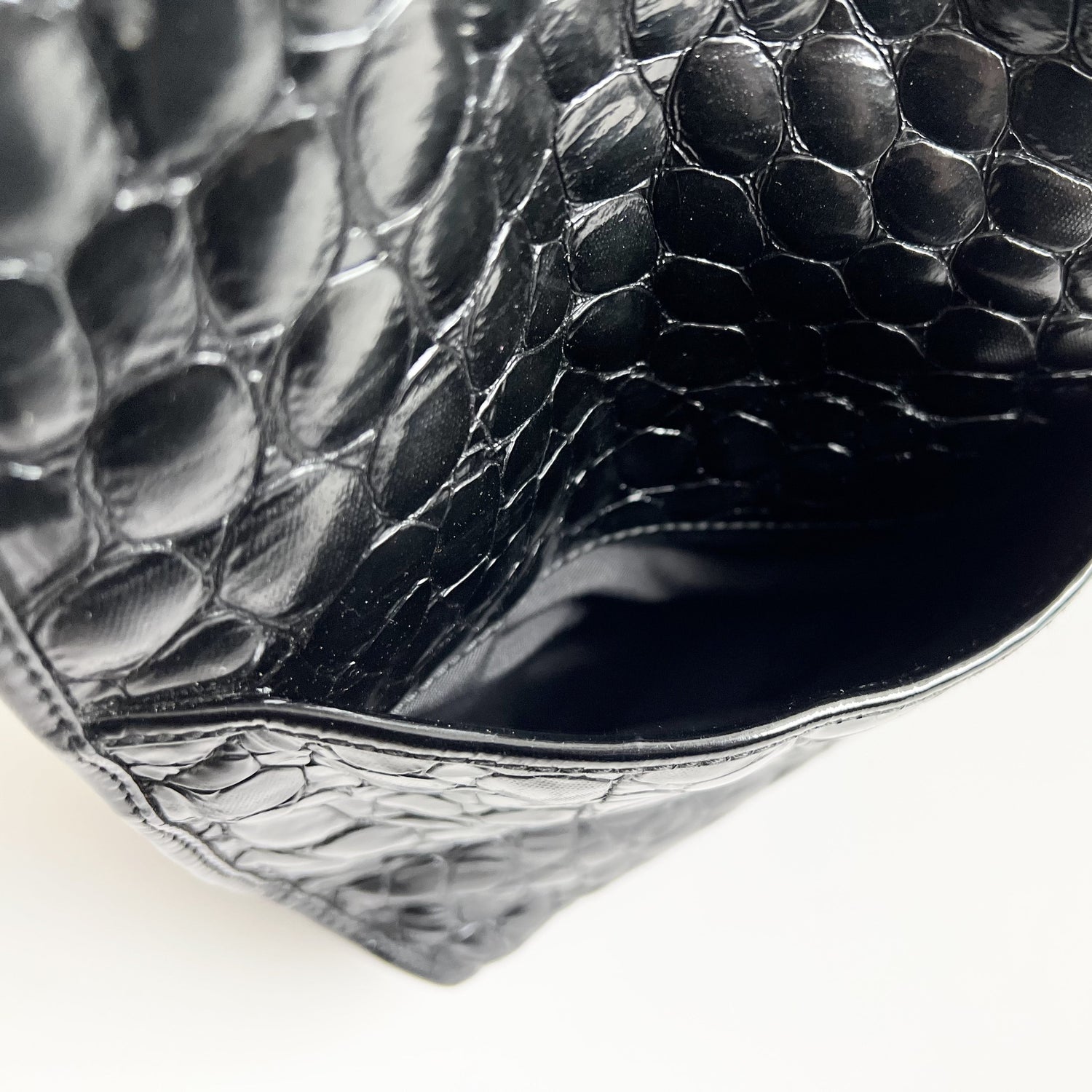 Christian Dior 61 Croc Embossed Patent Leather Tote, Galliano Era