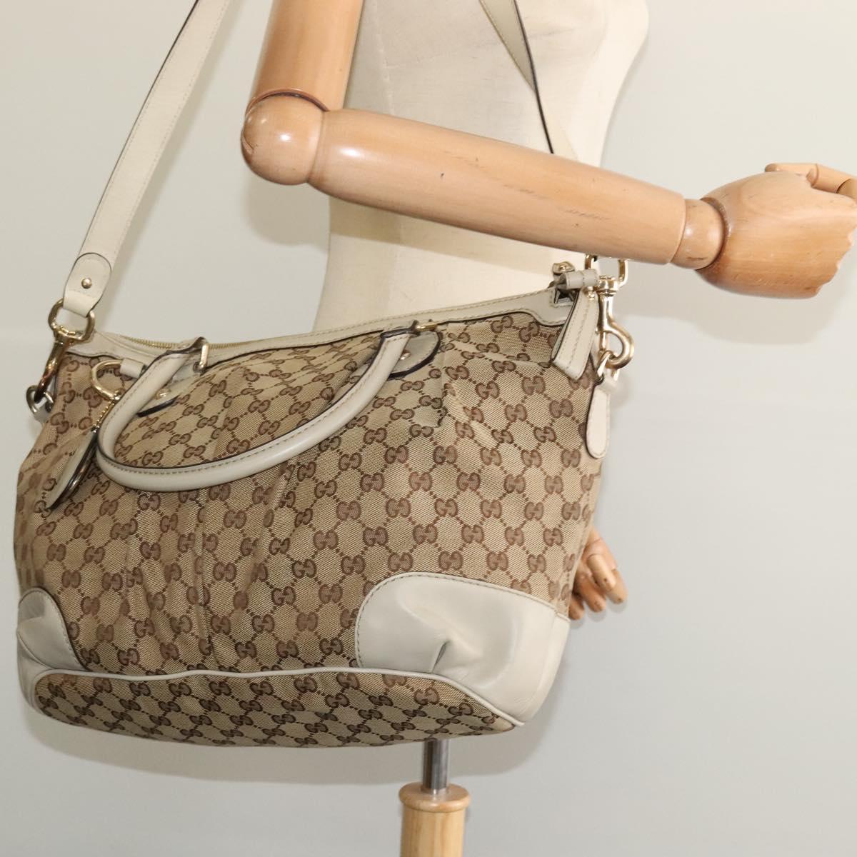 GG Canvas Sukey 2-Way Handbag in Beige and Gold