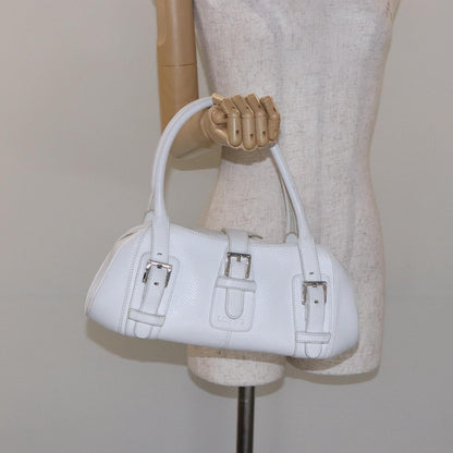 Sender Handbag in White Leather with Silver Hardware