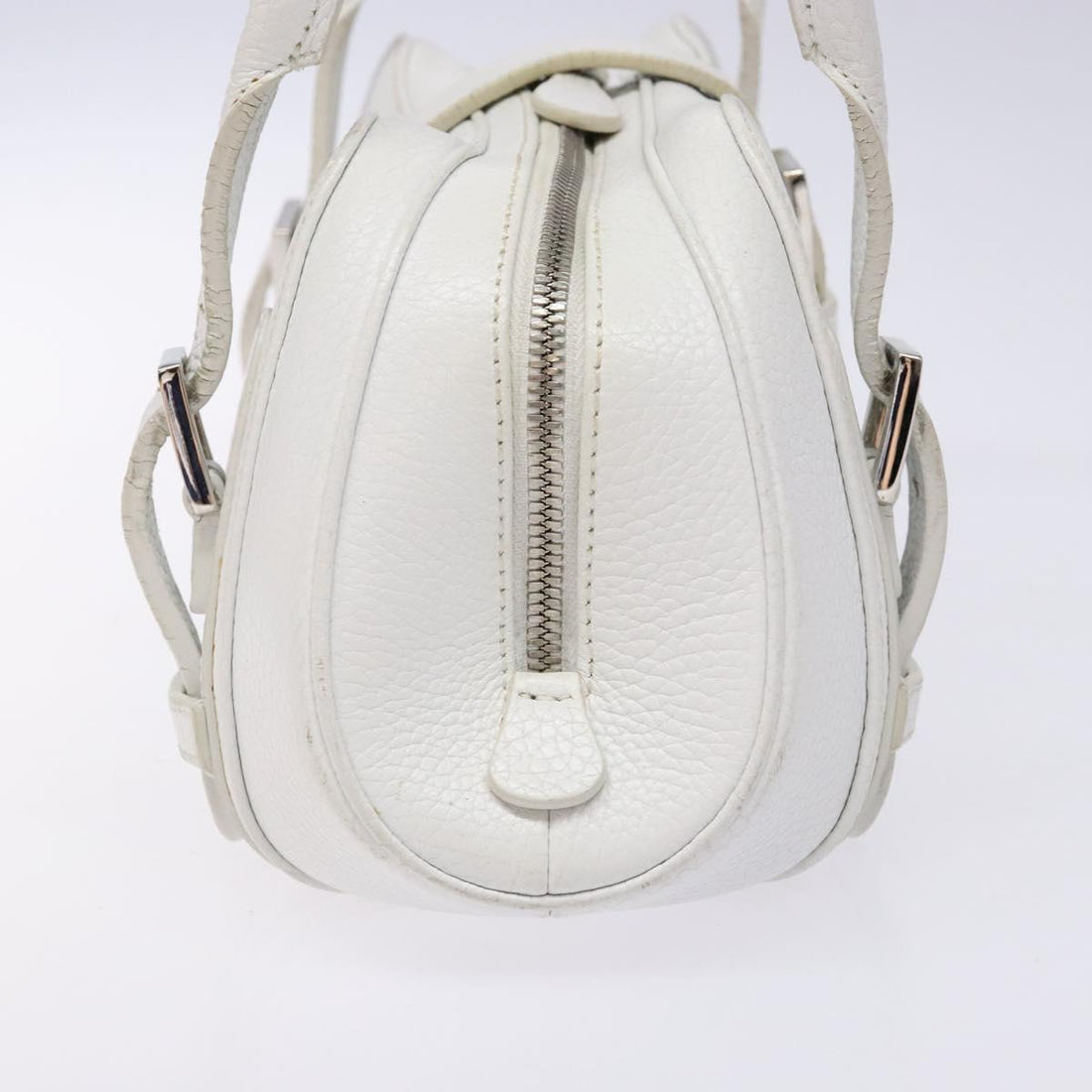 Sender Handbag in White Leather with Silver Hardware
