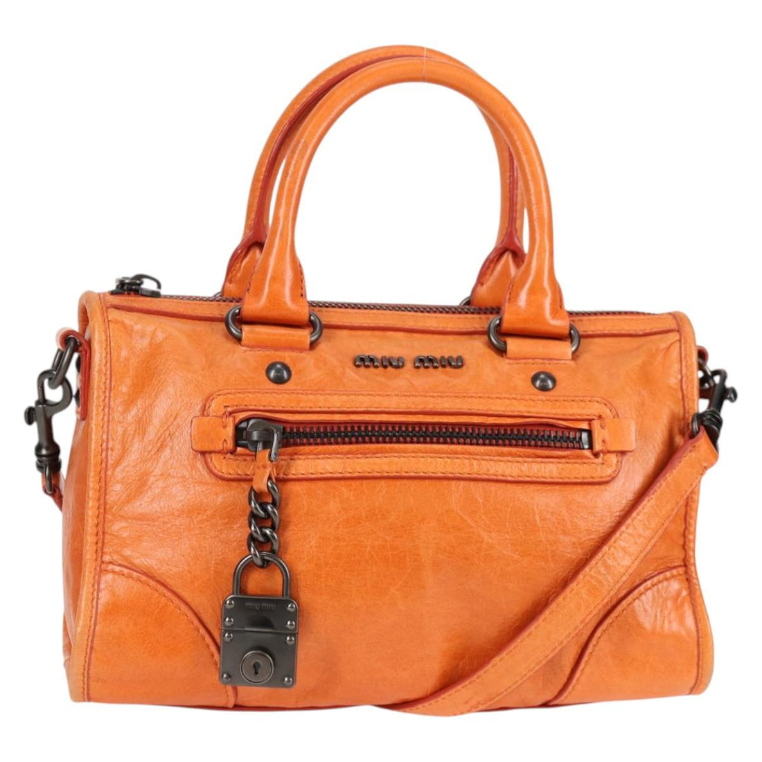 Orange Leather 2-Way Bag