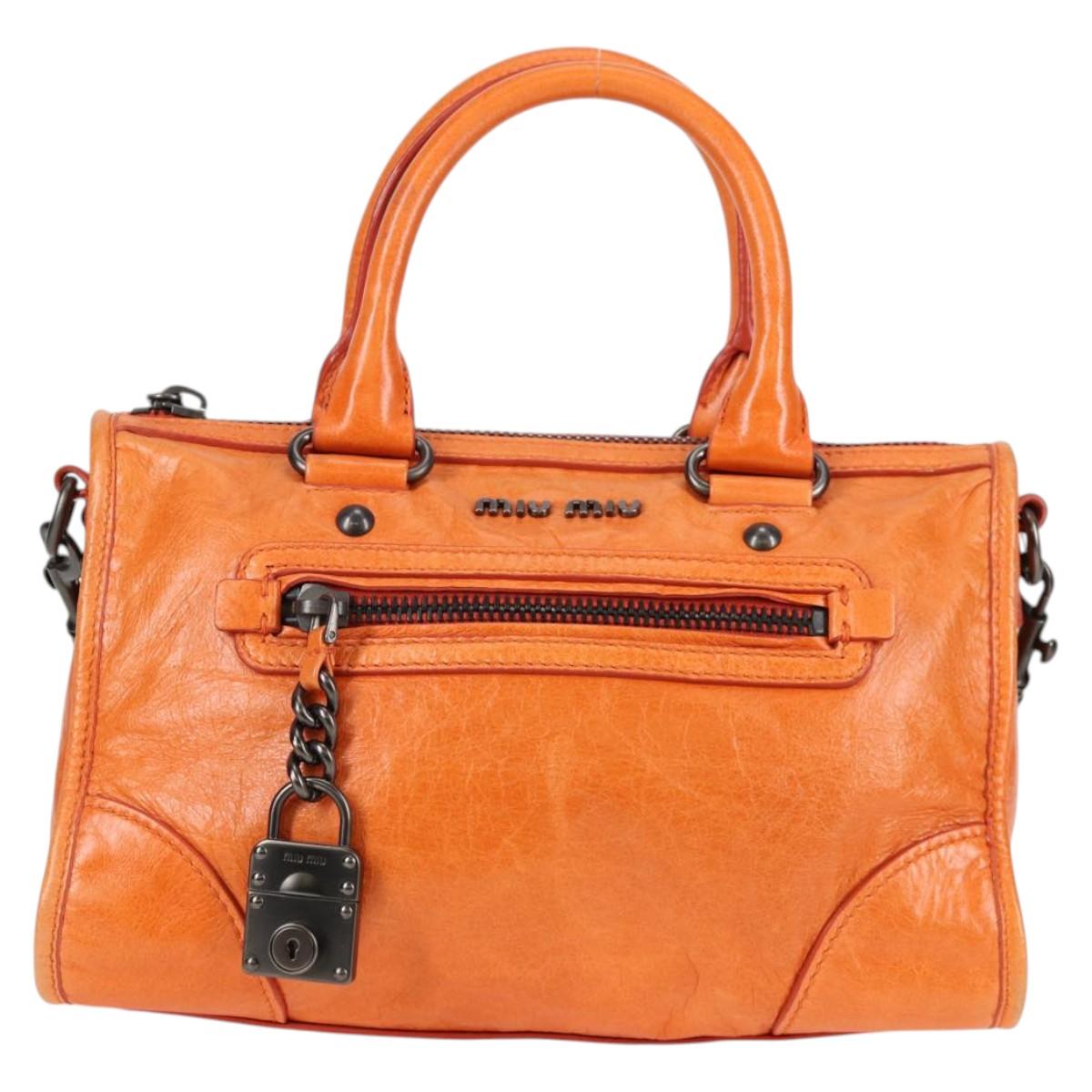 Orange Leather 2-Way Bag