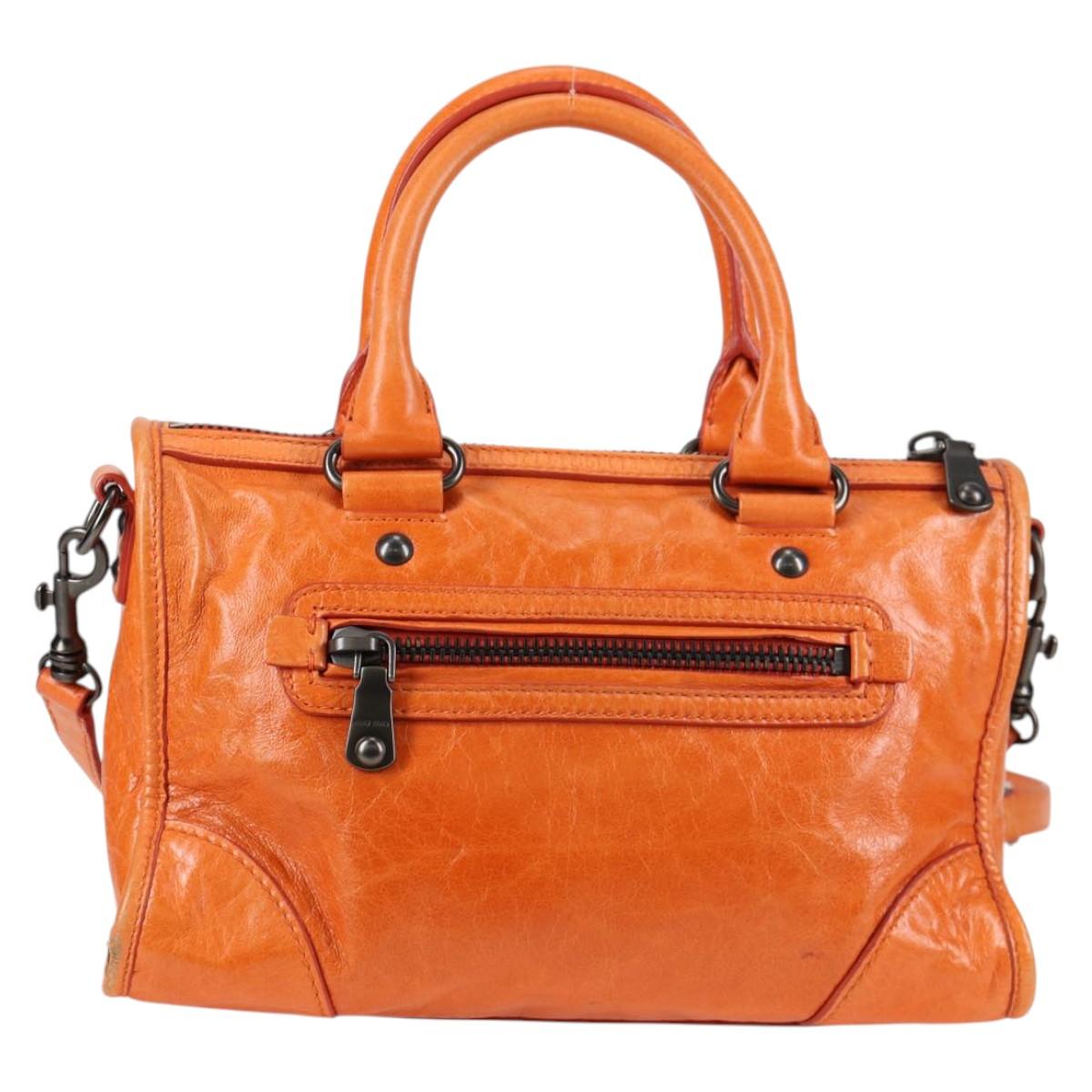 Orange Leather 2-Way Bag